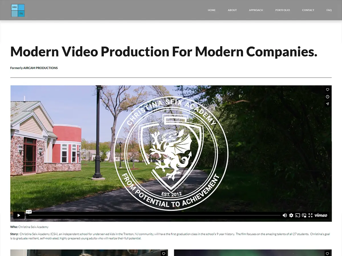 Rediseño web de la productora audiovisual Modern Story en Pensilvania: estado anterior del sitio web del filmmaker 